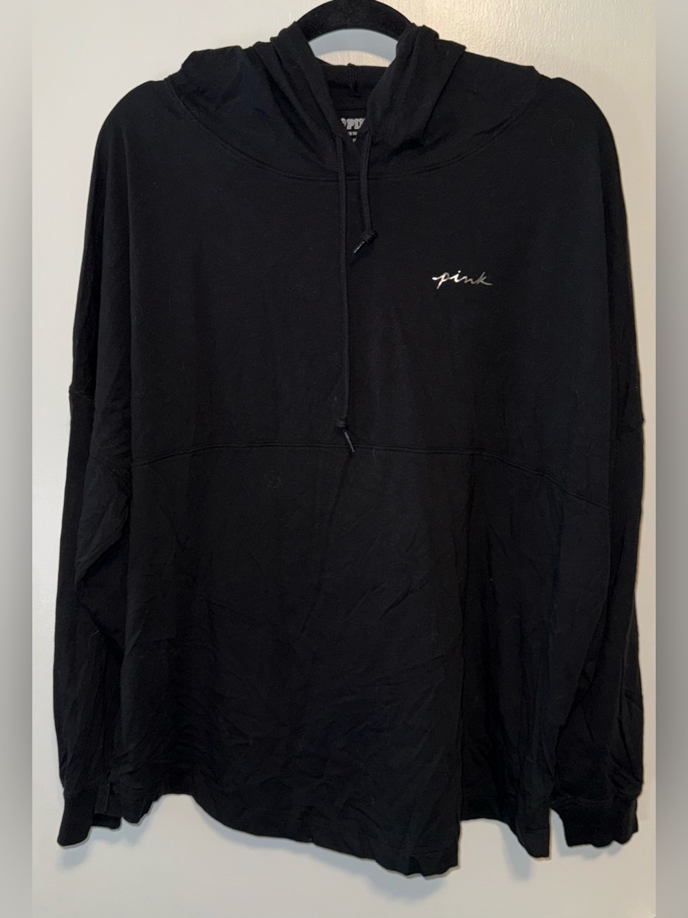 PINK Victoria's Secret Black Pullover Hoodie with Small Logo